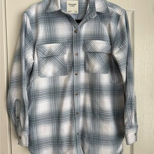 Abercrombie & Fitch Blue and White Plaid Flannel Shirt